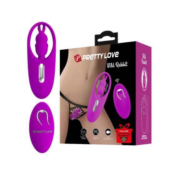Pretty Love Wild Rabbit - stimulator de clitoris, reincarcabil, cu telecomandă fără fir (roz)
