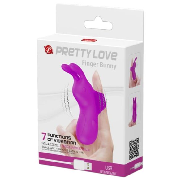Pretty Love Bunny - vibrator deget cu urechi de iepuraș - mov