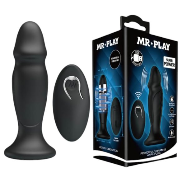 MR. PLAY - vibrator anal reîncărcabil cu telecomandă (negru)