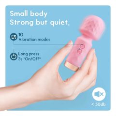   Vibeconnect - mini vibrator de masaj reîncărcabil, rezistent la apă (roz)
