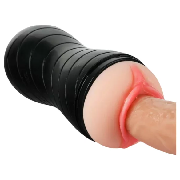 Vibeconnect - masturbator realist gură și vagin artificial - silicon natur-negru