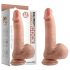 Dildo real, ventuză și testicule, 18cm, natural, dual density