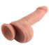 Dildo real, ventuză și testicule, 18cm, natural, dual density