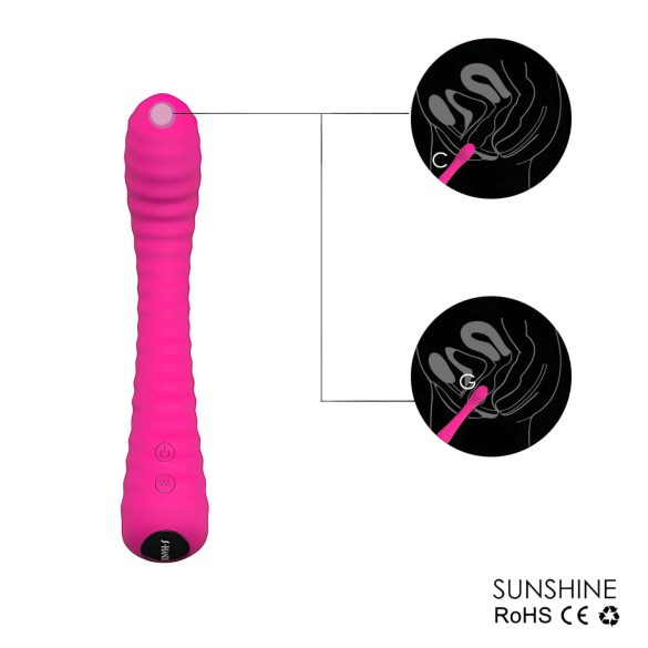 Sex HD Sunshine - vibrator pentru punctul G - reîncărcabil, texturat - roz