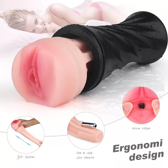 Sex HD Marcus - vagin realist în carcasă - negru-natur