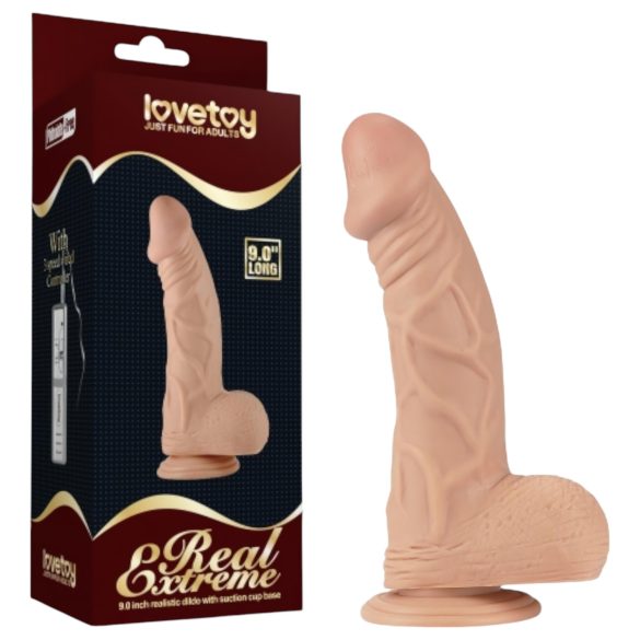 Lovetoy Real Extreme - dildo cu ventuză - realist - 23cm - culoare naturală