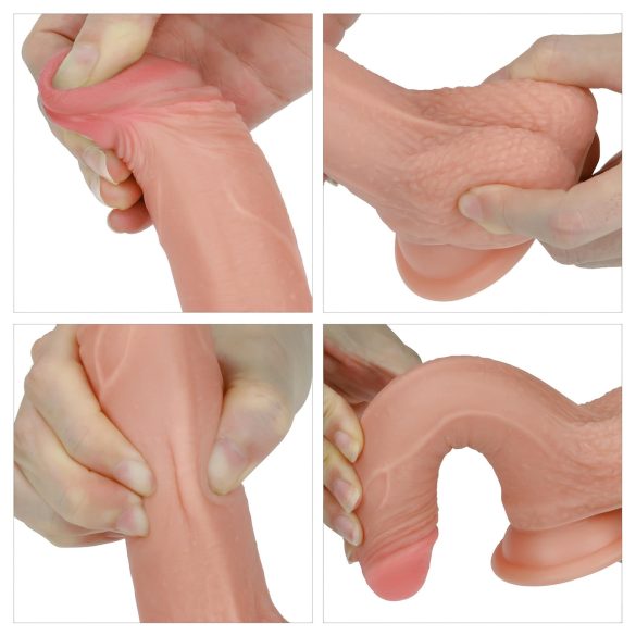 Lovetoy - dildo realist cu două straturi - 18cm - culoare naturală