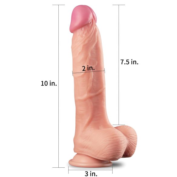 Lovetoy Nature Cock - dildou realist cu două straturi - 25cm - culoare naturală