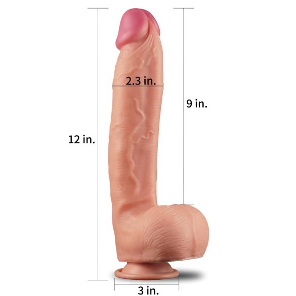 Lovetoy Nature Cock - dildo realist dublu strat - 30cm - culoare naturală