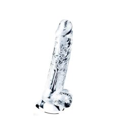   Lovetoy Flawless Clear - dildo cu testicule și ventuză, transparent - 19cm