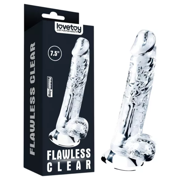 Lovetoy Flawless Clear - dildo cu ventuză - 19cm - transparent