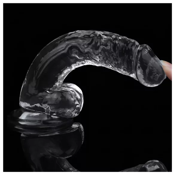 Lovetoy Flawless Clear - dildo cu ventuză - 19cm - transparent