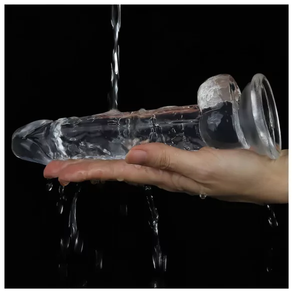 Lovetoy Flawless Clear - dildo cu ventuză - 19cm - transparent