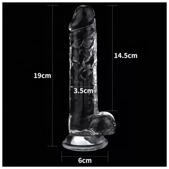 Lovetoy Flawless Clear - dildo cu ventuză - 19cm - transparent