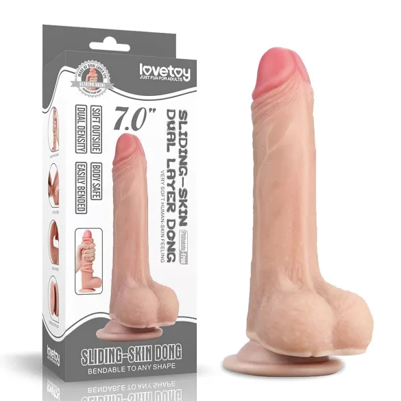Lovetoy - dildo realist cu două straturi - 18cm - culoare naturală