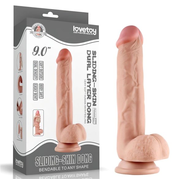 Lovetoy - dildo cu două straturi - realist - 23 cm - culoare naturală