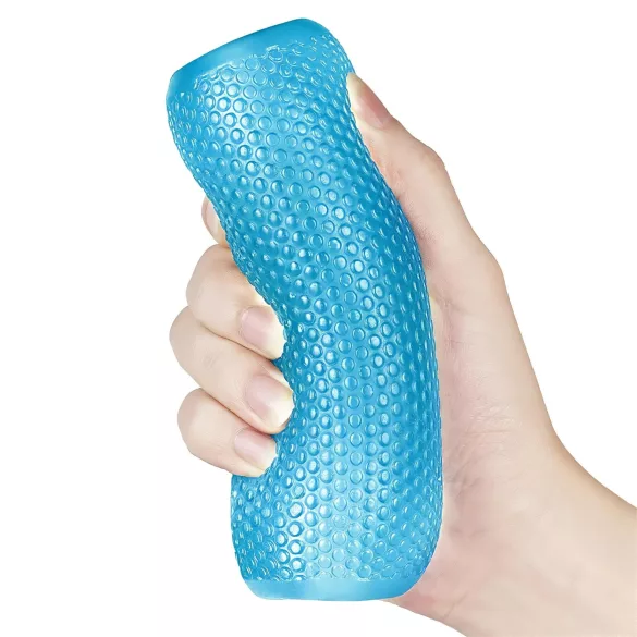Lovetoy - Masturbator dublu față - texturat - silicon albastru