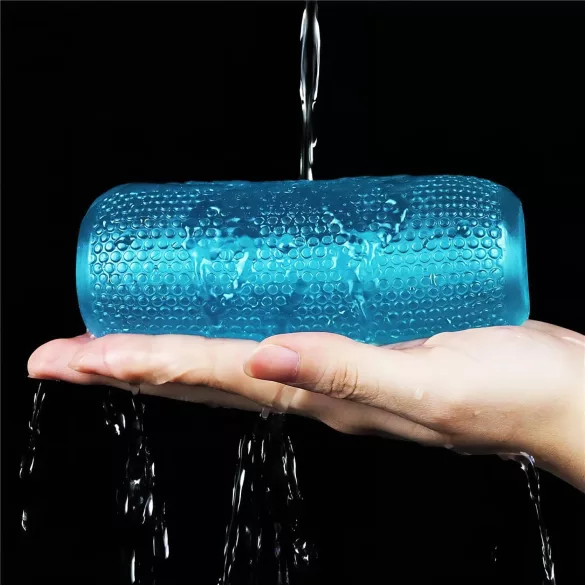 Lovetoy - Masturbator dublu față - texturat - silicon albastru