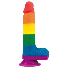 Lovetoy Prider - dildo realist 20cm cu testicule (curcubeu)