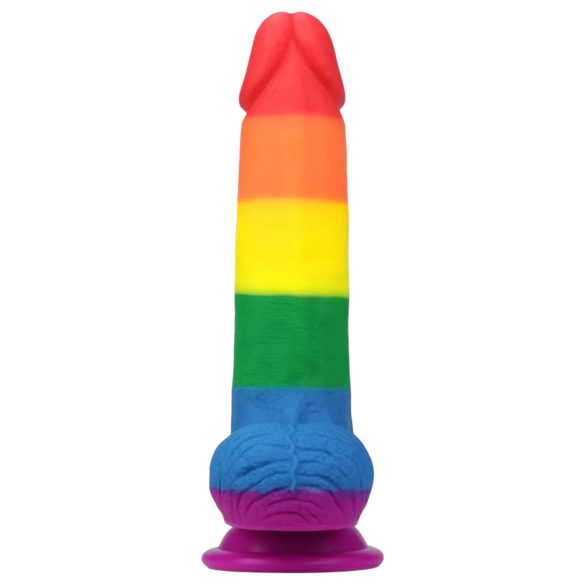Lovetoy Prider - dildo realist cu testicule - 20cm - curcubeu