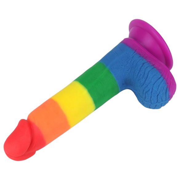 Lovetoy Prider - dildo realist cu testicule - 20cm - curcubeu