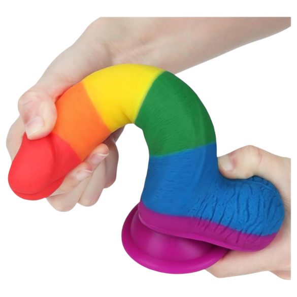 Lovetoy Prider - dildo realist cu testicule - 20cm - curcubeu