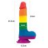 Lovetoy Prider - dildo realist cu testicule - 20cm - curcubeu