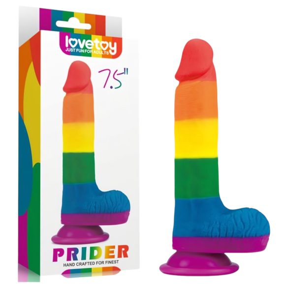 Lovetoy Prider - dildo realist cu testicule - 20cm - curcubeu