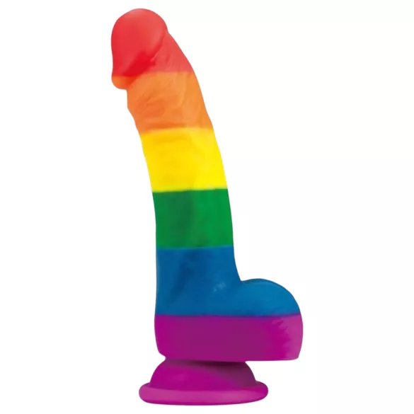Lovetoy Prider - dildo realist din silicon - 19 cm - curcubeu