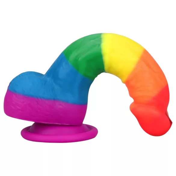 Lovetoy Prider - dildo realist din silicon - 19 cm - curcubeu