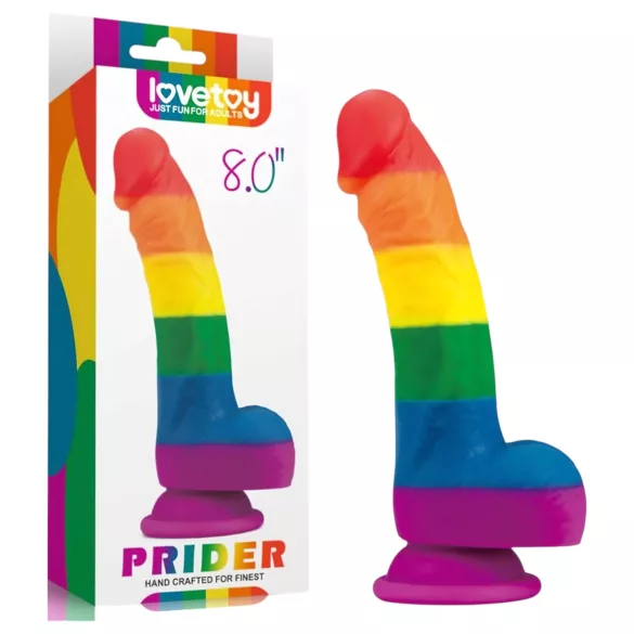 Lovetoy Prider - dildo realist din silicon - 19 cm - curcubeu