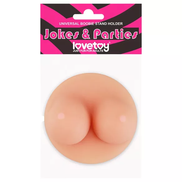 Lovetoy - suport telefon cu ventuză - formă de sân - culoare naturală