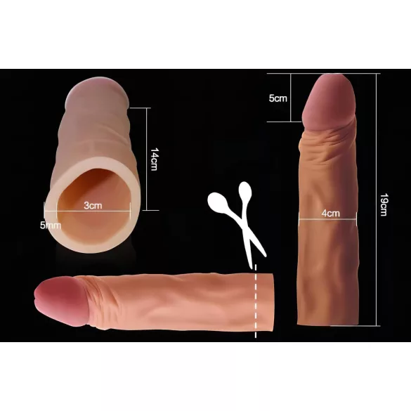 Lovetoy Pleasure X-tender - prelungitor penis - 19cm - culoare naturală