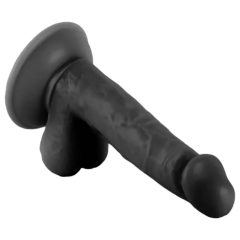   Domnul Rude - dildo realist cu ventuză și testicule - 17 cm (negru)