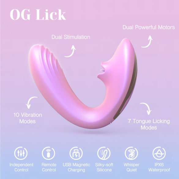 Tracy's Dog OG Lick - Vibrator punct G și stimulator clitoridian - roz