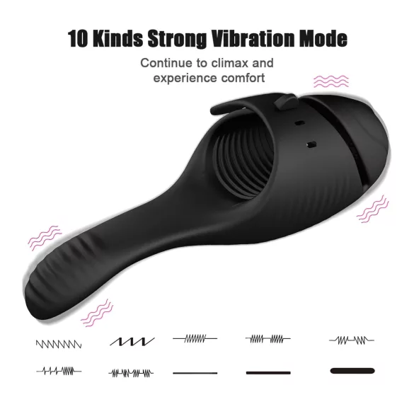 Leopard - vibrator gland penian cu acumulator - negru