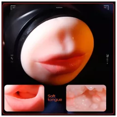   Leopard - vibrator pentru penis cu gură și vagin artificial (culoare naturală)
