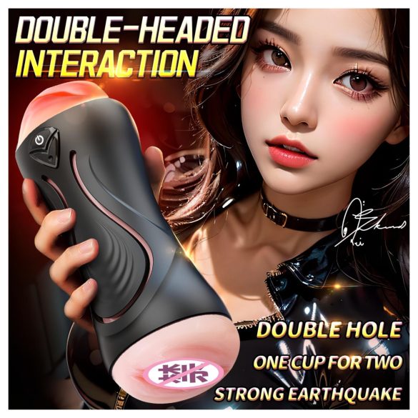 Leopard - vibrator pentru gură și vagin artificial (natural)