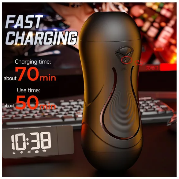 Leopard - vibrator pentru penis cu gură și vagin artificial (culoare naturală)