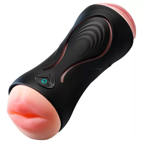 Leopard - vibrator pentru penis cu gură și vagin artificial (culoare naturală)