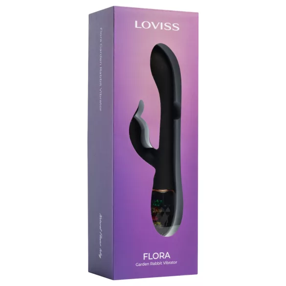 LOVISS Flower - vibrator pentru punctul G cu braț clitoridian (negru)