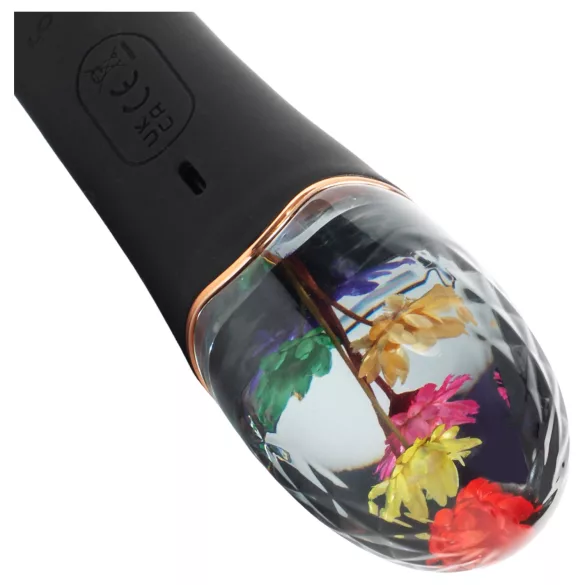 LOVISS Flower - vibrator pentru punctul G cu braț clitoridian (negru)