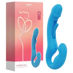   Honey Play Box Harmony Duo - vibrator inteligent cu limbă, cu curea (albastru)