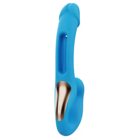 Honey Play Box Harmony Duo - strap-on cu limbă vibrator inteligent - albastru