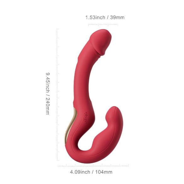 Honey Play Box Harmony Duo - vibrator strap-on cu limbă inteligent - roșu