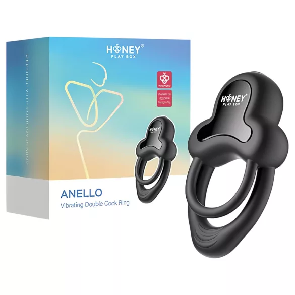 Honey Play Box Anello - inel pentru penis și testicule cu vibrații inteligente