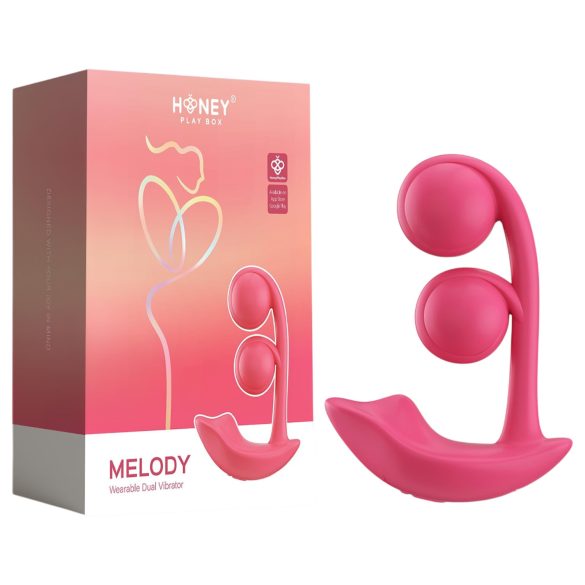 Honey Play Box Melody - vibrator 2în1 inteligent cu mărgele - roșu