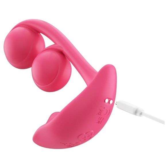Honey Play Box Melody - vibrator 2în1 inteligent cu mărgele - roșu