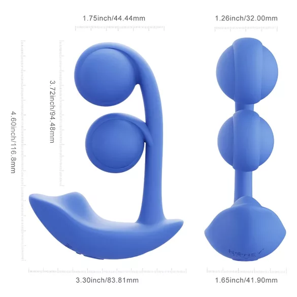 Honey Play Box Melody - vibrator tip 2în1 cu bile - silicon albastru