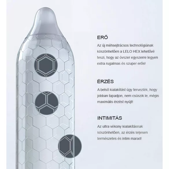 LELO Hex Original - prezervative latex premium - 3 bucăți